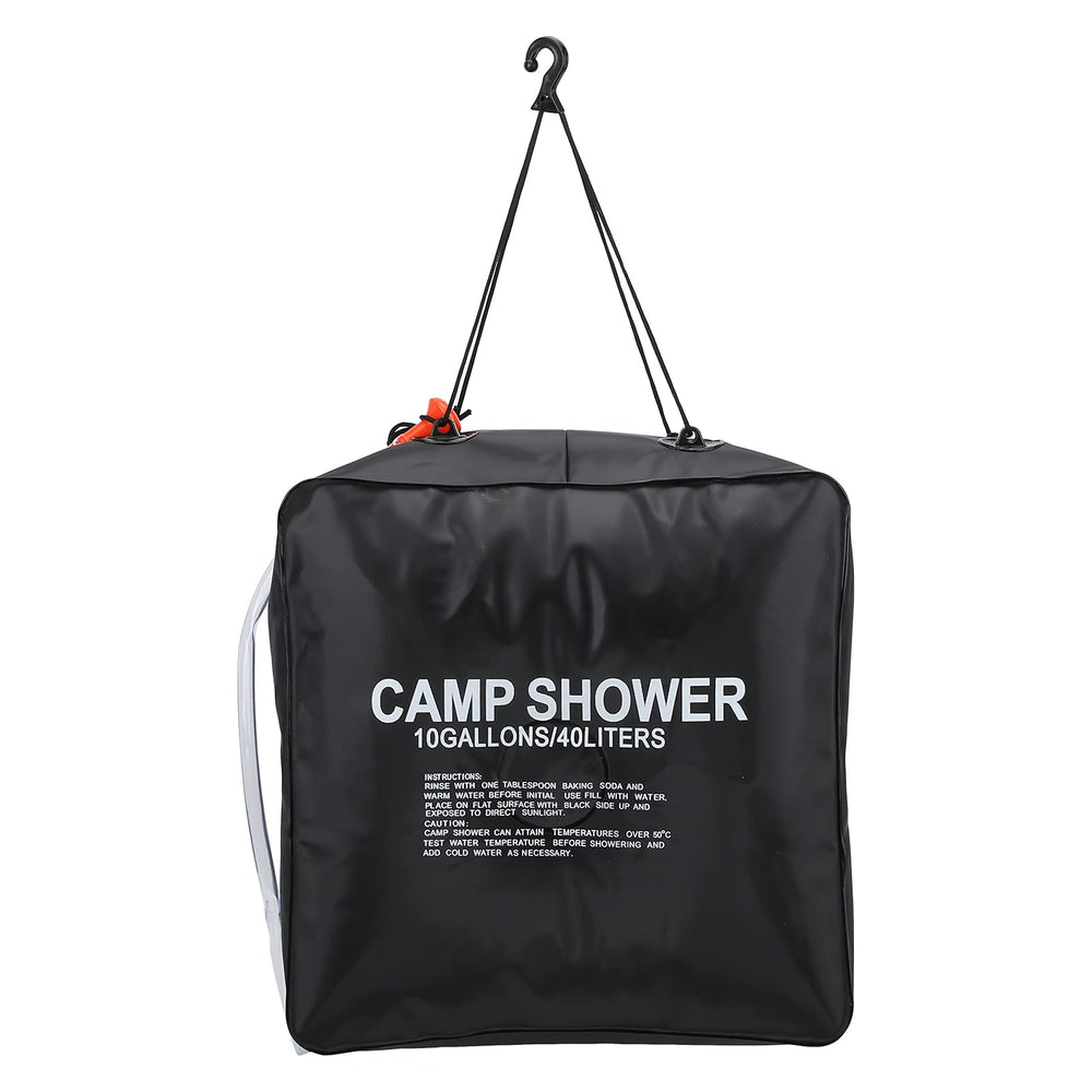 01 40L Solar Shower Bag outdoors with large-capacity water storage for camping showers.