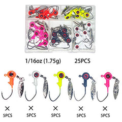 White 1/16 oz freshwater jig head with 3D eye and willow blade