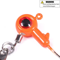 Yellow 1/16 oz freshwater jig head with 3D eye and willow blade