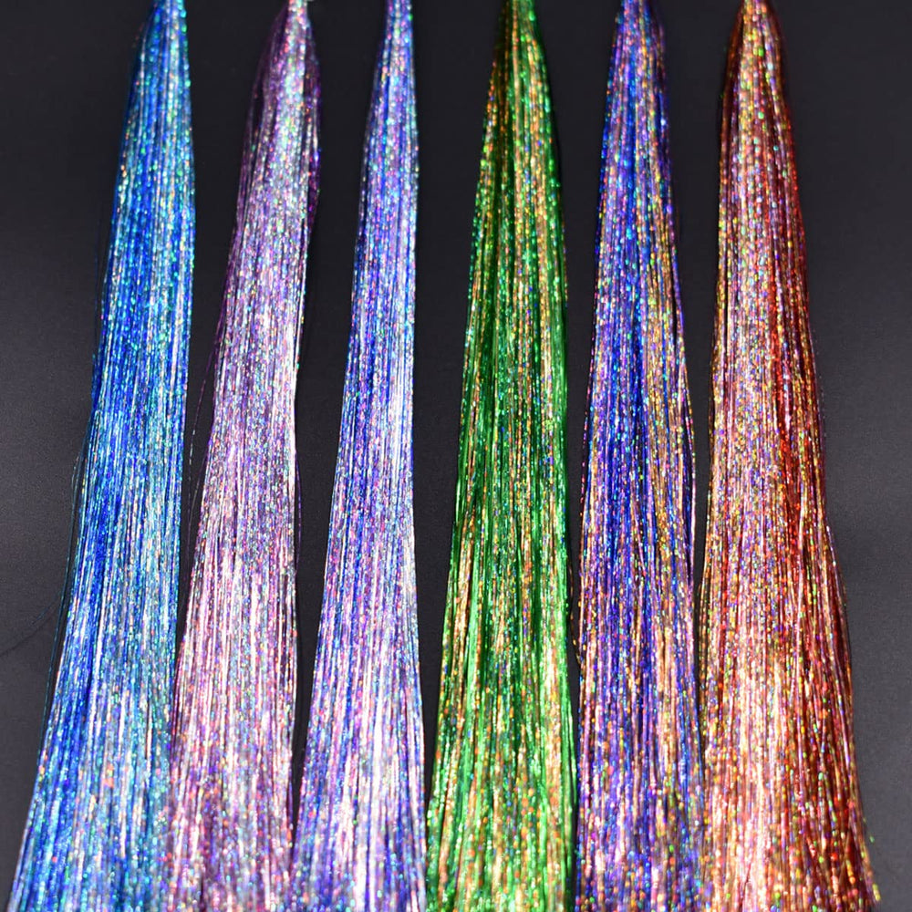 Crystal Flashabou Tinsel Set D – 10-pack, 6-color laser-coated flash for fly tying (image 1)