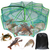 Portable 32x10 inch fishing bait trap folded for storage
