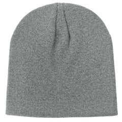 Unisex gray 100% cotton beanie hat, front view