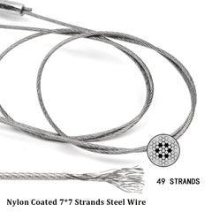Shark fishing rig close-up showing 49-strand steel leader and nylon coating