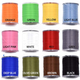 12-color 200 denier fly tying thread on spools, 50m each
