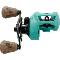13 FISHING Concept TX2 baitcast reel spool closeup showcases corrosion-resistant bearings.