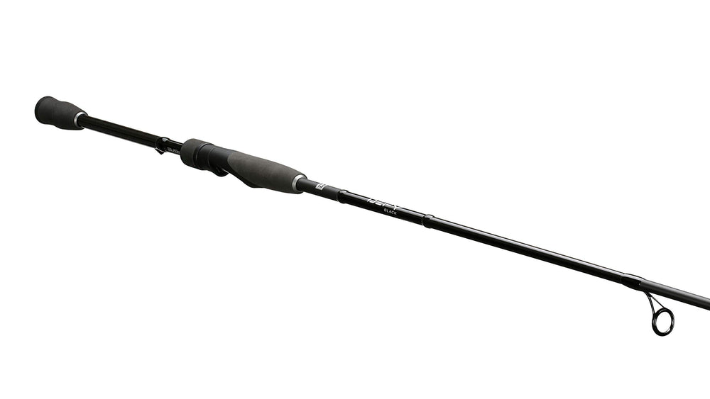 13 FISHING Defy Black 6'7\" spinning rod front view for versatile casting across species.