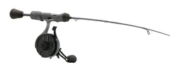Inline reel close-up on Freefall Ghost Stealth Ice Combo with 3+1 bearings