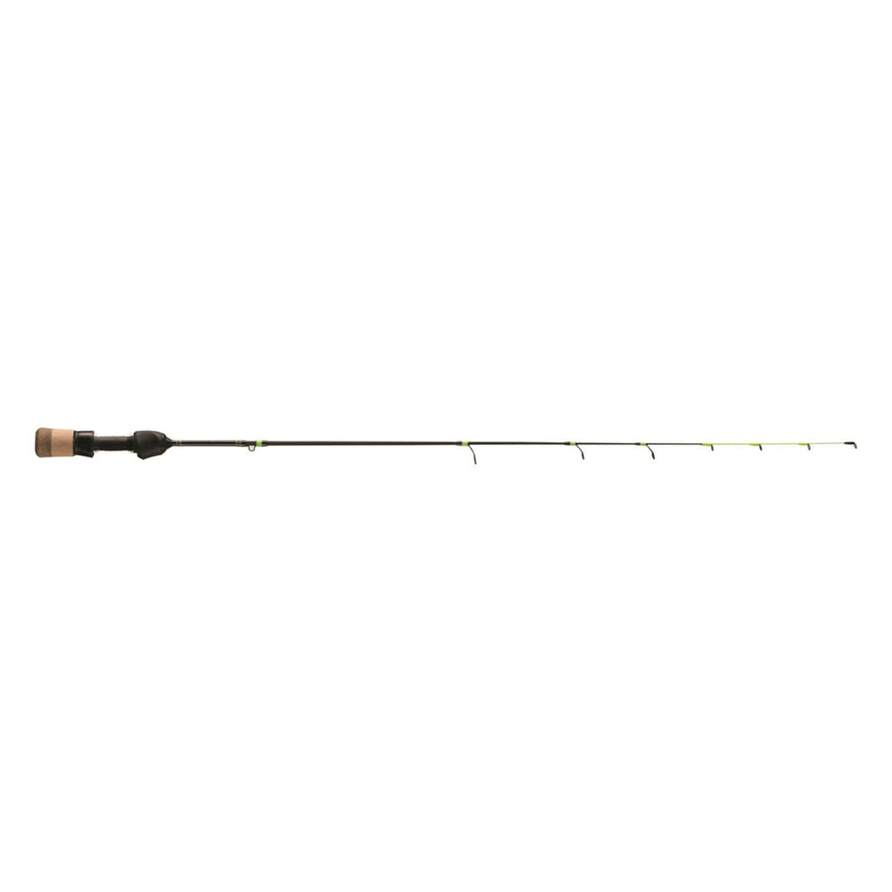 13 FISHING Tickle Stick Gen 3 with flat-tip blank boosts strike sensitivity on ice.