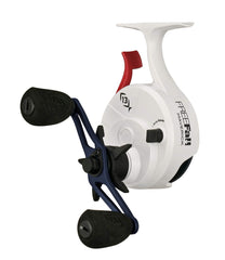13 FISHING Freefall Ghost Maverick inline reel features graphite frame for durable ice performance