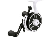13 FISHING Freefall Ghost reel front shot showing precise depth control for ice fishing
