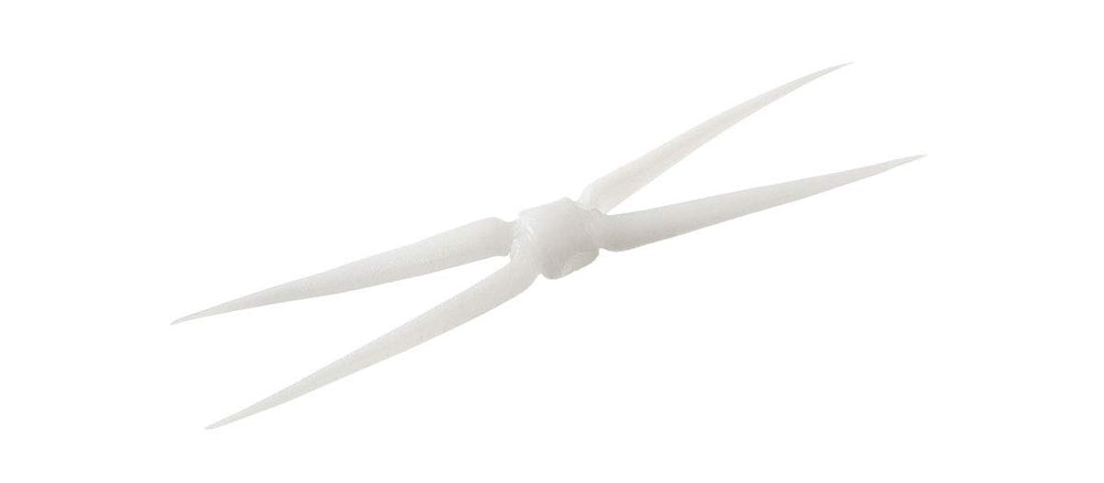 13 FISHING Tetrad Panfish Plastics White No. 1, ideal for jigging and tip-up fishing.
