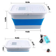 Folded compact 13L minnow bucket for easy storage