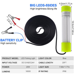 LED fishing light delivering 16,000-30,000 lumens