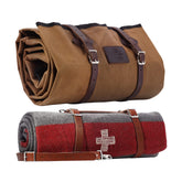 1844 Helko bedroll with waxed canvas and leather straps for secure transport in the field