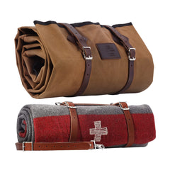 1844 Helko bedroll with waxed canvas and leather straps for secure transport in the field