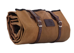 1844 Helko Werk Cowboy Bedroll field tan unfolded showing camping comfort