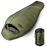 1TG Tactical sleeping bag with adjustable hood keeps you warm in cold camping nights.
