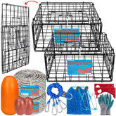 Foldable 24-inch crab trap with vinyl-coated steel frame for easy storage