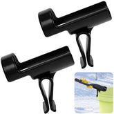 Two clip-on ice fishing rod holders attached to a bucket in black