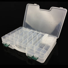 Front view of the 2-Sided Fishing Tackle Box in white