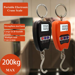Front view of 200kg black and orange electronic crane scale