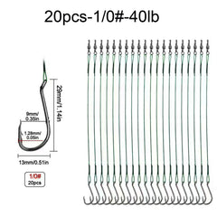 Heavy-duty octopus hooks rig showing 7-strand steel wire and 2 strengthened windings