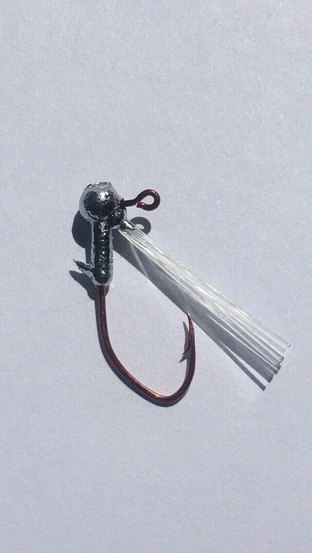 25 Pack 1/32 oz Weedless Crappie Jig Heads with #4 Red Sickle Hooks