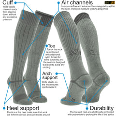 281Z Military Demi Season Knee High Socks - front view foliage green breathable comfort for trekking