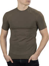 281Z Military Stretch Cotton T-Shirt front view in olive drab, breathable for hiking.