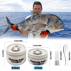 Side view showing the stackable design of bait containers