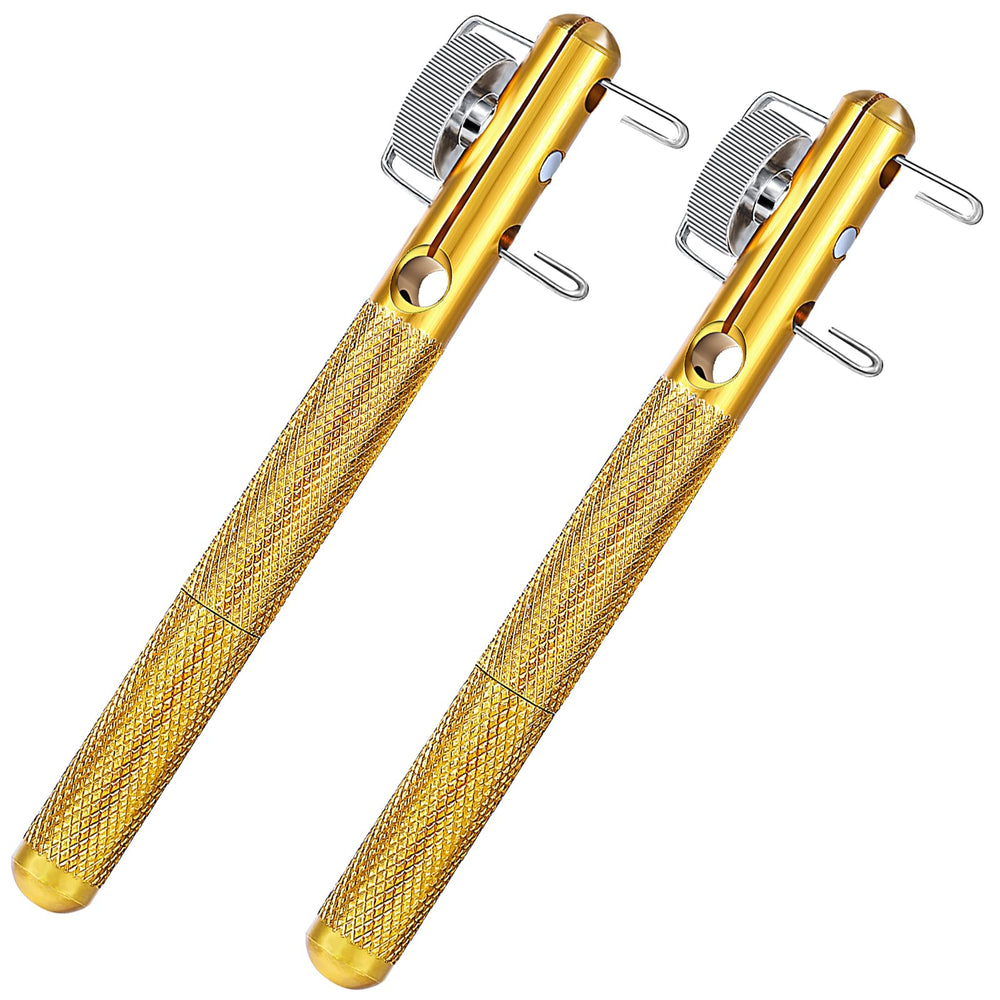 Gold metal fishing line knot tying tool – front view