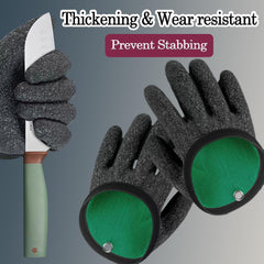 Close-up of anti-slip latex coating on fishing gloves