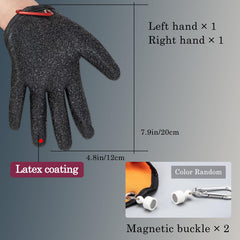 Magnetic hook release feature on fishing gloves