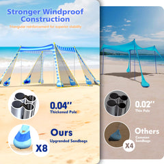 2PM SPORTS beach canopy quick setup with visual guides.