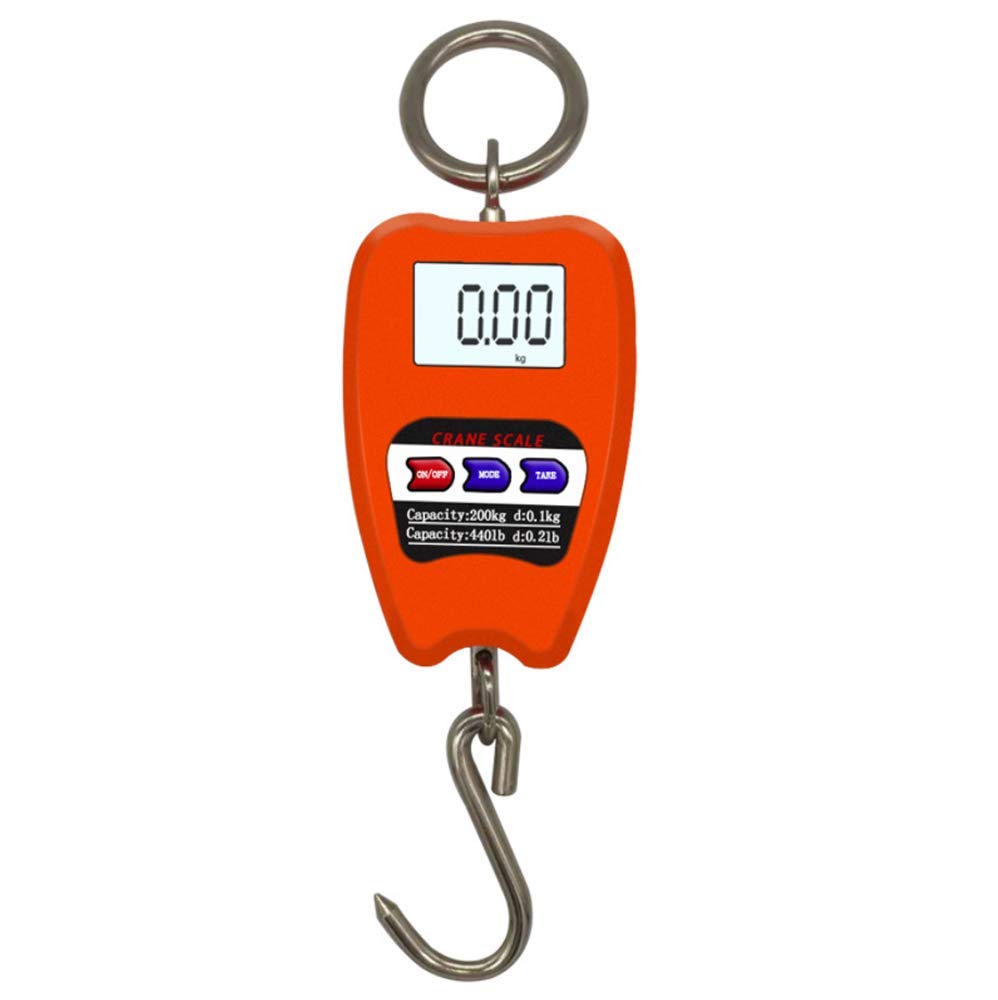 Front view of 300kg blue and orange electronic crane scale