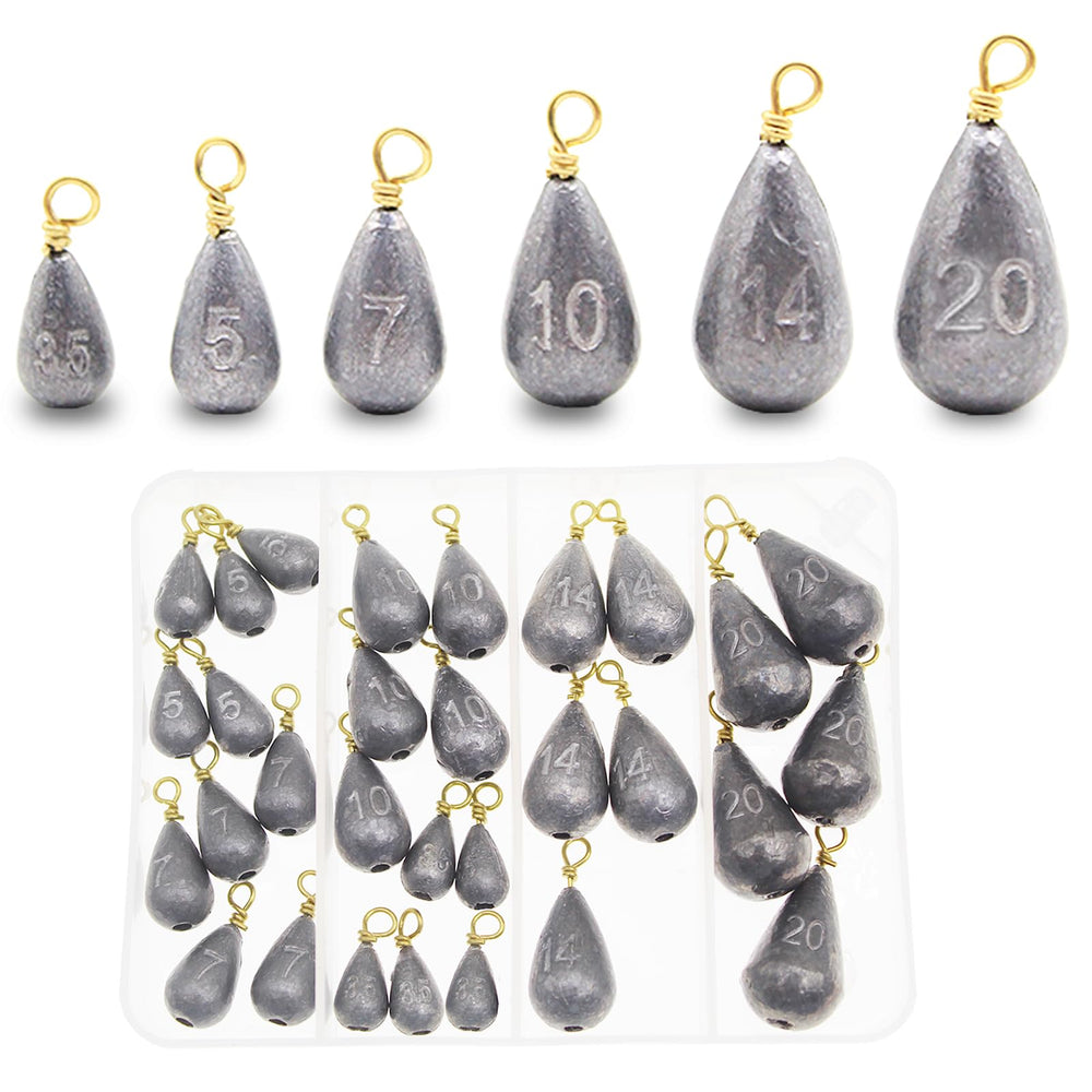 Transparent storage case containing the 30-piece fishing sinker kit