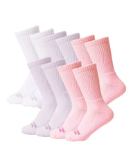 32 Degrees women's 5-pack comfort crew socks pink with anti-odor protection for daily wear.