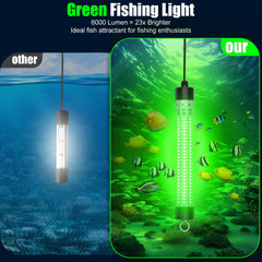 Green 324-LED underwater fishing light with 360-degree coverage