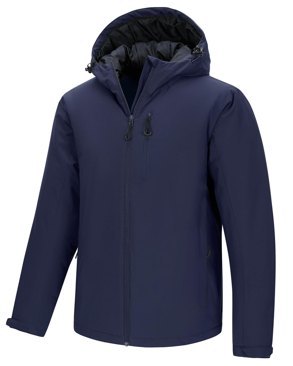 33000ft mens warm winter jacket hooded closeup showing durable fabric and cozy insulation