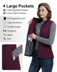 33,000ft women's fleece vest pocket detail with secure zip pockets