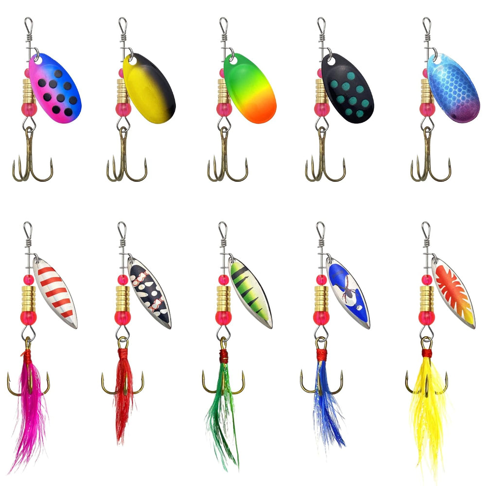 360-degree rotating fishing lure spinnerbait close-up with metal body