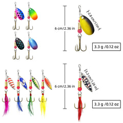 Spinnerbait set showing lures with rooster tail