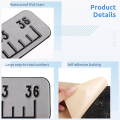 Self-adhesive backing of the fish ruler affixed to a boat deck