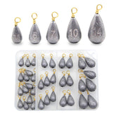 36-piece fishing sinkers kit in a transparent storage case
