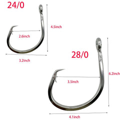 Tuna circle hook design for big game saltwater fishing