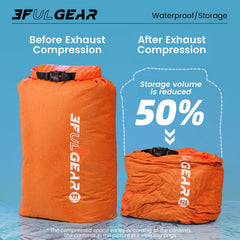 3F UL Gear compression sack 24L with waterproof material for wet conditions.