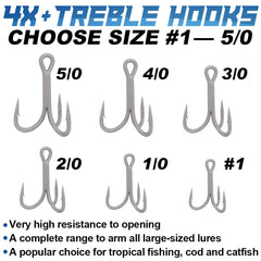 Treble hook size 2/0 heavy-duty saltwater