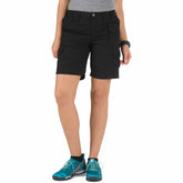 5.11 Tactical Women's Cargo Shorts front view highlighting six-pocket layout for quick access