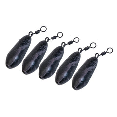 Five 2.5 oz brown big-eye swivel lead sinkers in a pack
