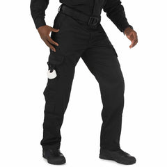 511 Tactical work pants show reinforced knees for knee-pad compatibility and durability.
